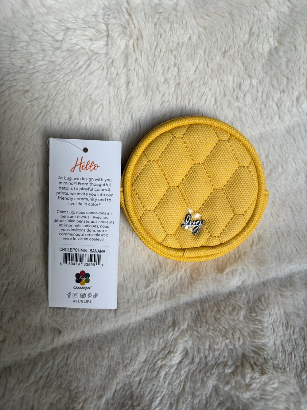 NWT Lug Quilted Round Coin Pouch - Banana